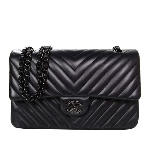 chanel chevron black bag|chanel double flap small.